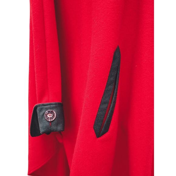 VTG 1970s Salzburg Austria Red Wool Cape Cloak Hooded Embroidered 38 - Picture 15 of 16